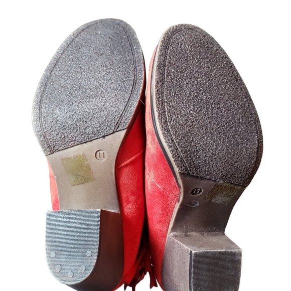 Womens RED Center Cut Fringe Ankle Booties. Size 11 - Picture 3 of 9